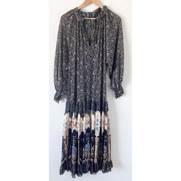 Free people feelin groovy prairie peasant maxi navy dress  Medium - Picture 3 of 3
